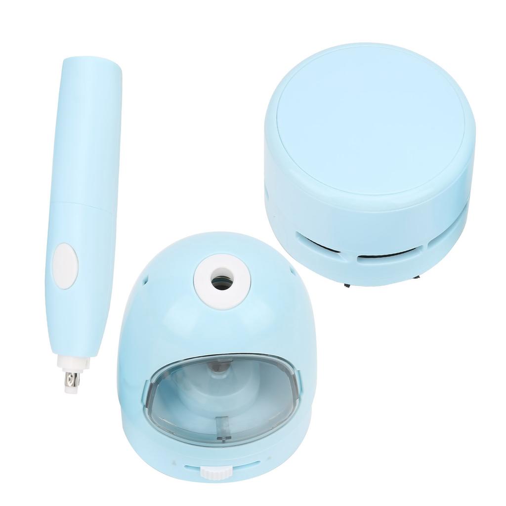 Pencil Sharpene Automatic Blue Small Portable Stationery Set for Clean Desk Sharpen Eliminate Pen