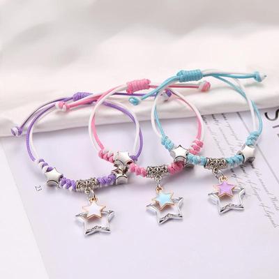 Studenten-Freundin Koreanischer Stil Einfaches Süßes Freundschafts-Geflochtenes Armband Set - Handgemacht, Bunt, Dreiteilige Schnur