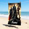 Custom Name Batman Cityscape Stylish Digital Printing Beach Towel Quick‑Drying Absorbent Blanket for Beach Pool Gym Travel
