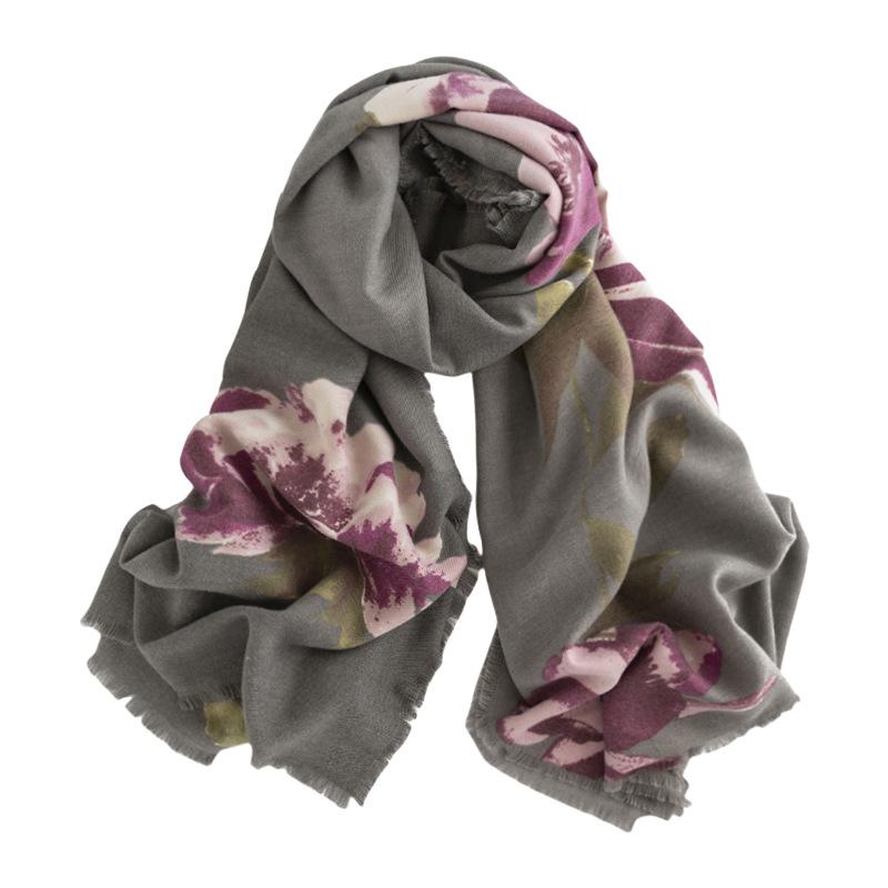 New Autumn and Winter Imitation Cashmere Scarf Soft Warm  Elegant Not Bloated Gray High End Shawl