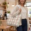 Vintage Plaid Tote Bag Daily Use Large Capacity Casual Shoulder Bag for Women Lightweight Trendy Shopping Handbag Fashion Outdoor Commuter Bag