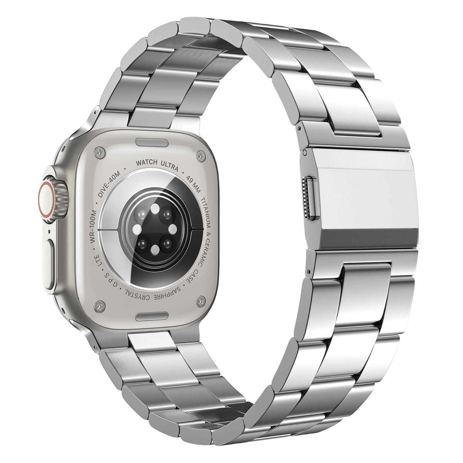 

Ремешок для Apple Watch Series 10 46mm/Ultra 2/Ultra 49mm/9 8 7 45mm/SE (2023) SE (2022) SE 6 5 4 44мм/3 2 1 42мм Браслет из нержавеющей стали Silver