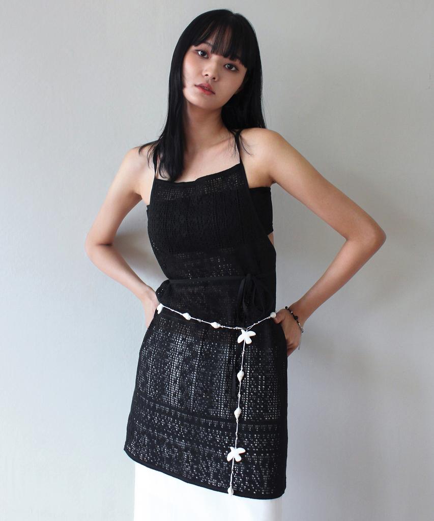 Rubati Marrakech Crochet Lace Apron Dress_Black