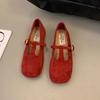 Korean Version of Retro Flat Bottom Square Head Single Shoes Women's 2025 Autumn New Flat Bottom Soft Bottom Soft Surface Shallow Mouth Mary Jane Wo