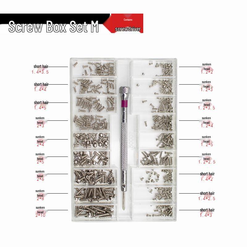 18-Sized Mini Screw Set: Screws for Watches, Eyeglass Frames, and Laptops