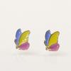 S925 Silver Needle Retro Oil Drip Butterfly Earrings Female Simple Cold Wind Niche Oil Drip Color Earrings Versatile