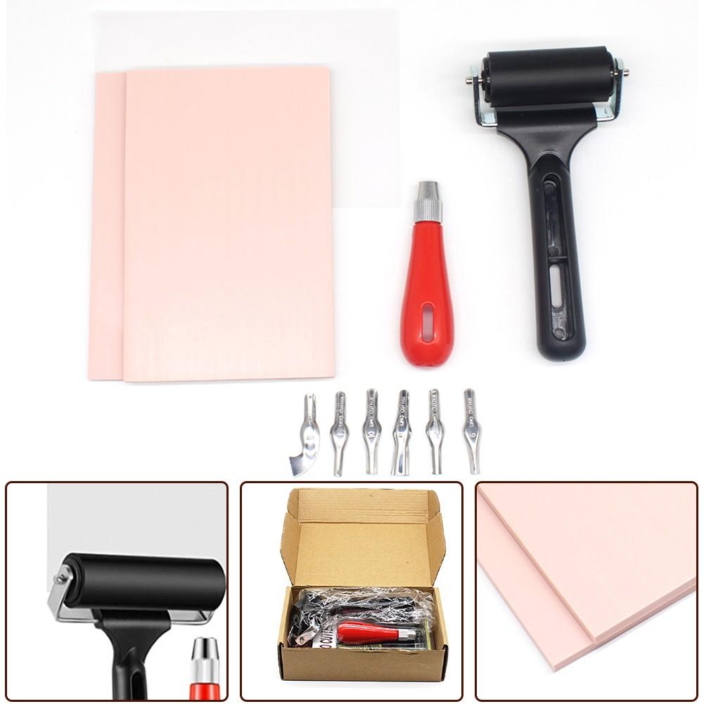 

Art Tools Linoleum Cutter With 6 Blades Black Pink