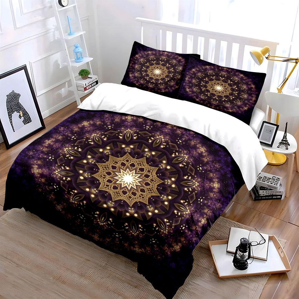 Mandala Pattern Home Decor Set Soft Comfortable Duvet Cover Bedding Set Included 1*Duvet Cover & 2*Pillowcases, Gift