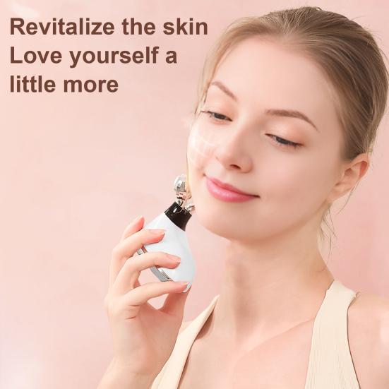 Microcurrent Facial Roller V-Shape Massager for Anti-Aging & Lymphatic Drainage Rechargeable Skin Tightening Device
