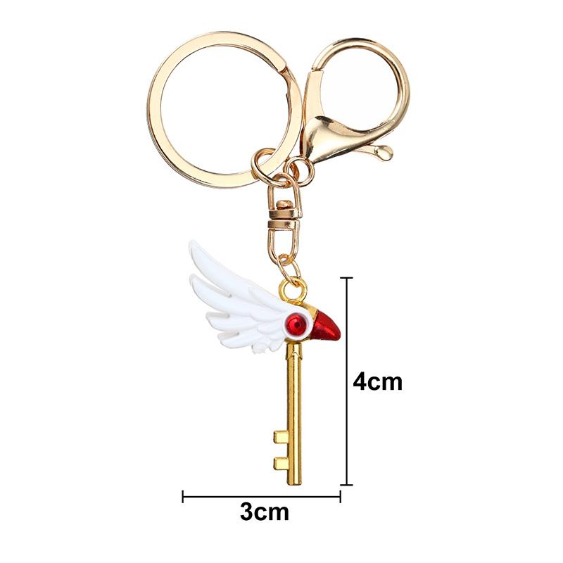 Fashion Anime Card Captor Sakura Keychain Kinomoto Sakura Star Wand Pendant Necklace for Women Men Kids Jewelry Accessories