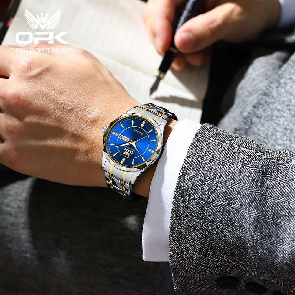 Stainless Steel Business Double Calendar Waterproof Men's Watch Men's Watch Local Tyrant Gold Watch