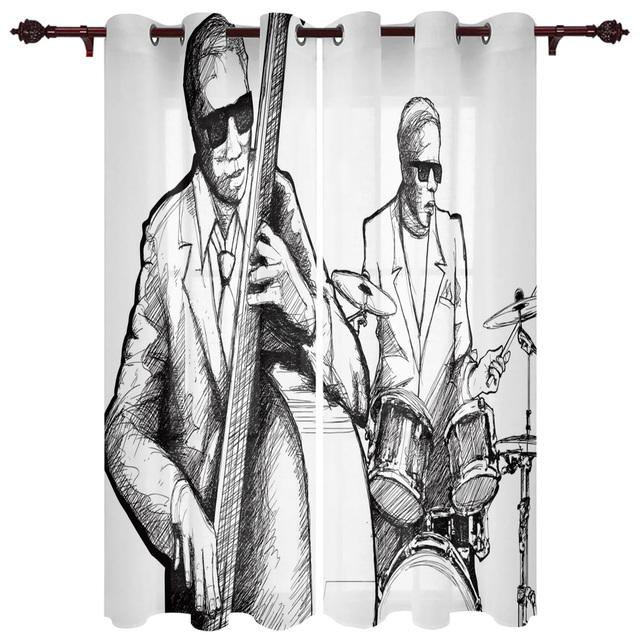 Gitara elektryczna Woda Ogień Zasłony Okna do Salonu Sypialnia Luksusowe Wystrój Domu Zasłony Valance do Kuchni
