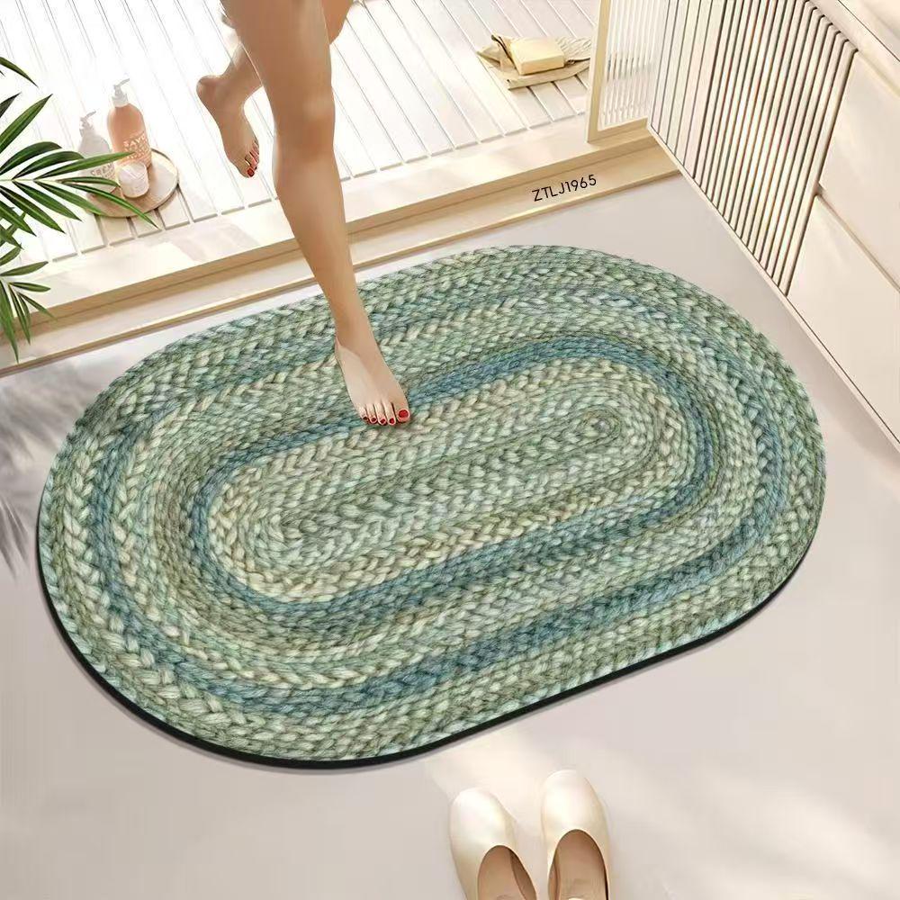 Minimalist Woven Diatomaceous Earth Bath Mat - Absorbent, Easy-Clean, Non-Slip for Bathroom or Entrance