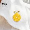 Rhinestone Decorative Brooches Lemon Slice Brooch Pin, Oil Dripping Fruit Pin with Metal Badge Leaf, for Clothes Bags Scarves