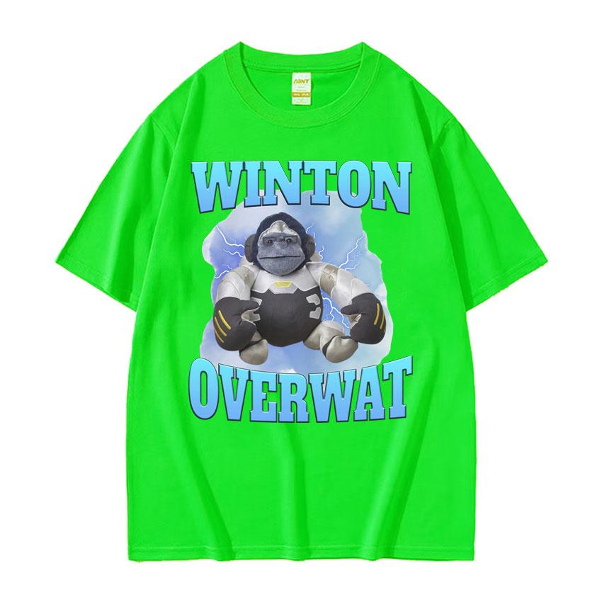 Winton Overwat Meme Funny Gaming T Shirt Men High Quality Casual Oversized Tshirts Unisex Retro Cartoon Pure Cotton Tshirt Tops