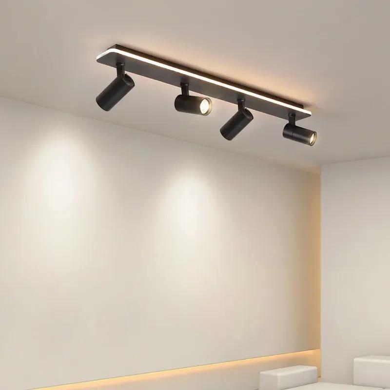 Modern Black Led Ceiling Chandeliers For Living Dining Room Bedroom Decor Lights Kitchen Corridor Lamps With Spotlights Fixture