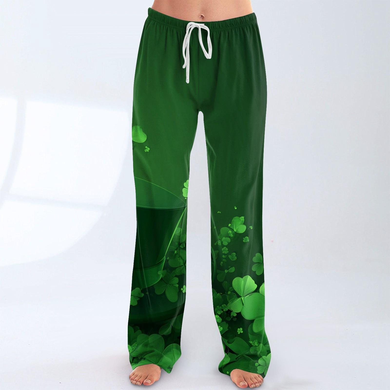 

Жіноча мода вільного повсякденного стилю St. Повсякденні штани з принтом до Дня Патрика M зелений