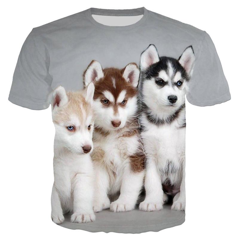 Funny Pet Dog T-Shirts Husky Animal 3D Print Streetwear Men Women Fashion Oversized Short Sleeve T Shirt Kids Tees Tops Clothing