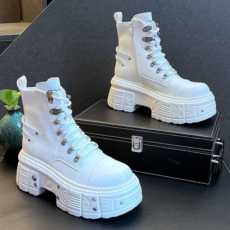 

2025 New High-top Leather Men s Trendy White Thick-soled Inner Height-increasing Men s Short Boots 39