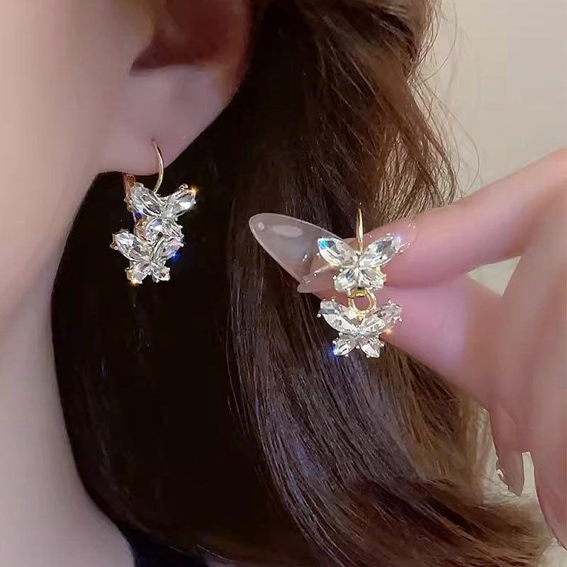 Elegant Zirconia Butterfly Ear Studs for Women - Chic, Versatile Earrings
