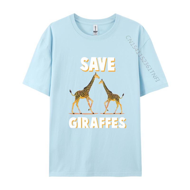 Save The Giraffes Safari Conservation TShirt Custom Funny Men Tops Tees Custom Cotton Black Graphic T Shirts