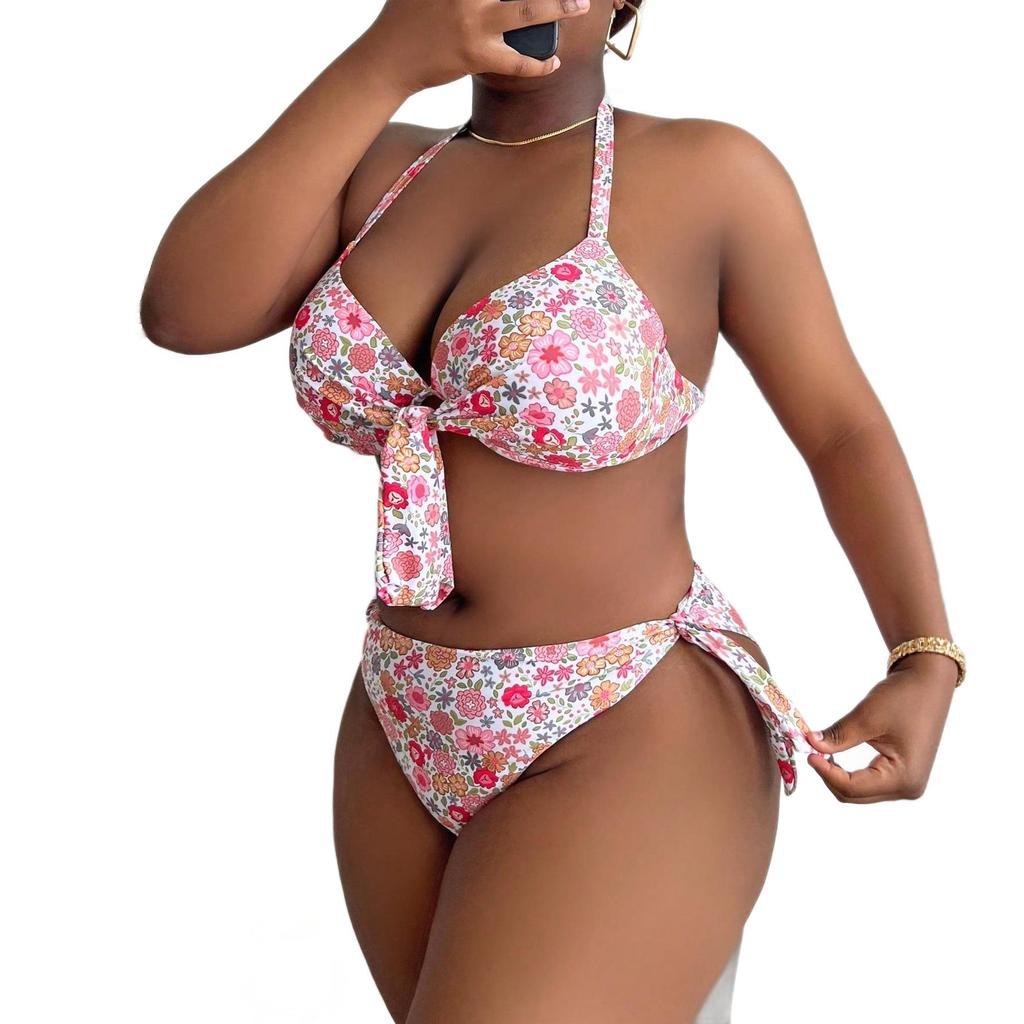 European & American Plus Size Printed Two-Piece Women's Swimsuit - Sexy Beachwear