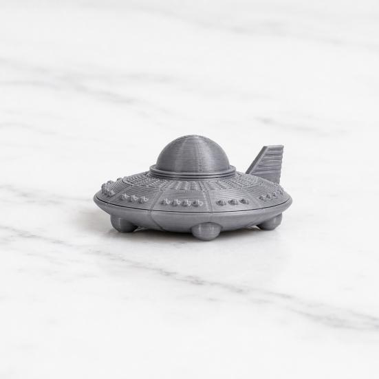 Yangyizhi 3D-gedrucktes UFO-Modell Figur, Sci-Fi-Raumschiff Dekoration, Einteilige Handwerkskunst mit klarer Textur, Mini-Ornament für Schreibtisch-Vitrine