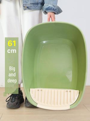 Cutie de litieră pentru pisici supradimensionată, semi-închisă, deschisă, cu design anti-stropire