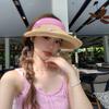 Original Homemade Bow Straw Hat Empty Top Cap Women's Summer Big Brim Sun Hat Seaside Beach Sun Protection Hat