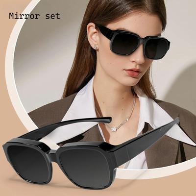 Unpolarisierte Mode Vintage Quadratische Damen Herren Sonnenbrille Outdoor Reise Überziehbrille für Damen Sonnenbrillen für Sport