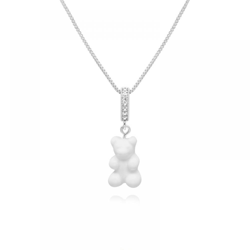         Nostalgia Bear Powder Pave Connector Silver                         