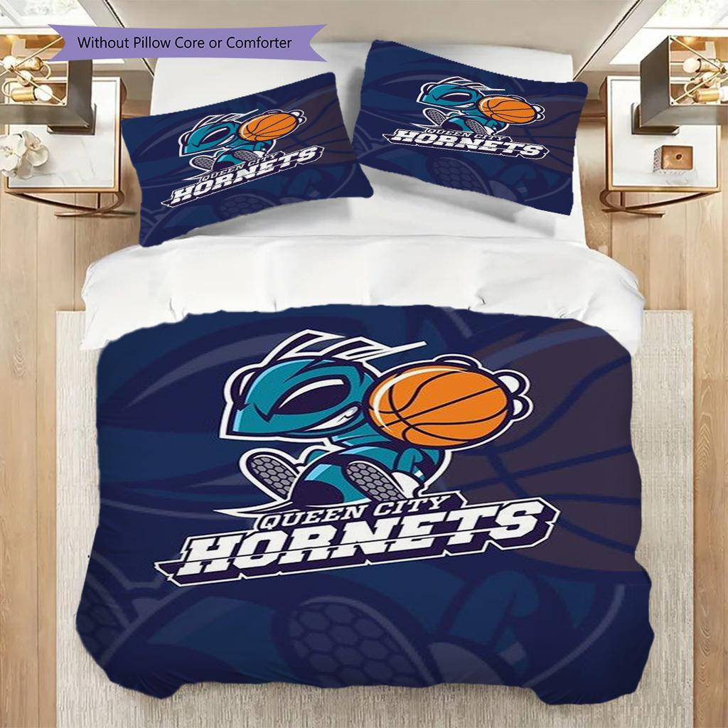 Queen City Hornets Dynamic Basketball Spirit Bedding(1 * duvet cover + 2 * pillowcase, without core)Bedding set Duvet cover and pillowcase