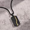 Engravable Black Titanium Steel Dog Tag Pendant Necklace with White Zircon
