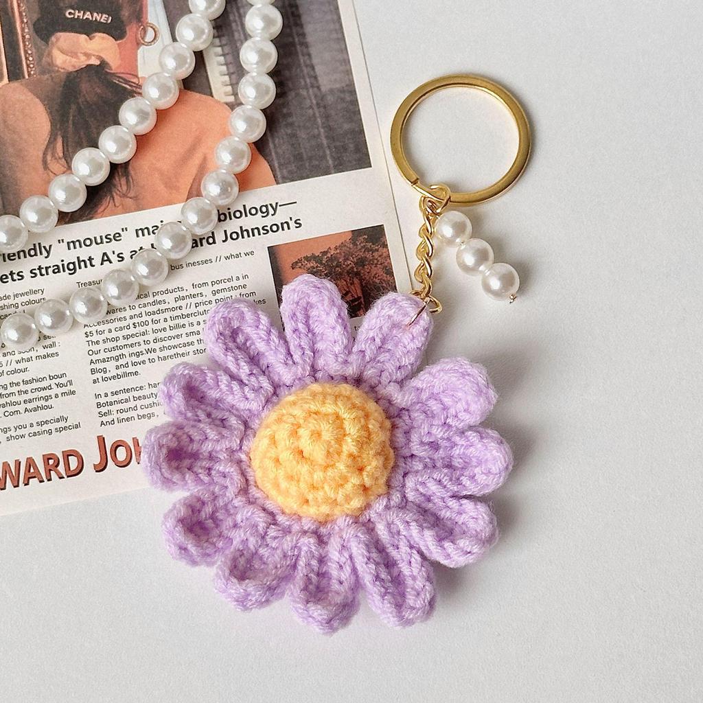 Handcrafted Crochet Daisy Keychain Pendant