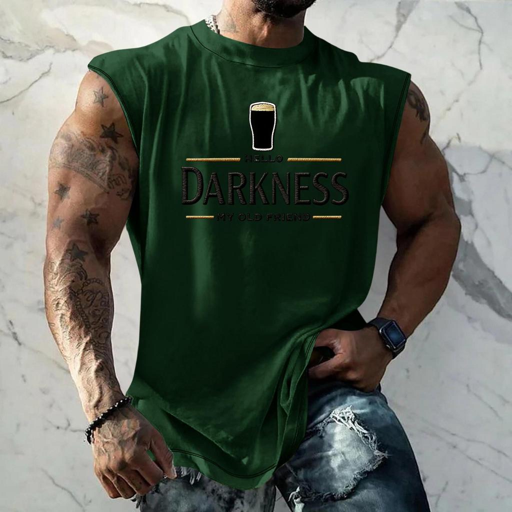Men Sleeveless Tank Top Muscle Shirt with Beer Graphic Print Casual Summer Vest Lightweight Cotton Blend Comfortable Fit