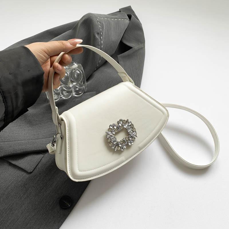 

Модная сумка кроссбоди через плечо с квадратной отделкой из стразов для повседневной носки белый