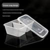 Transparent Double Compartment Disposable Food Container with Lid, Thickened Rectangular Takeaway Box, 500-1000ml.