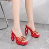 Sexy 12CM Crystal Square Toe Transparent High Heel Sandals Night Club Party Shoes for Women Car Model Wedding  Evening Fashion