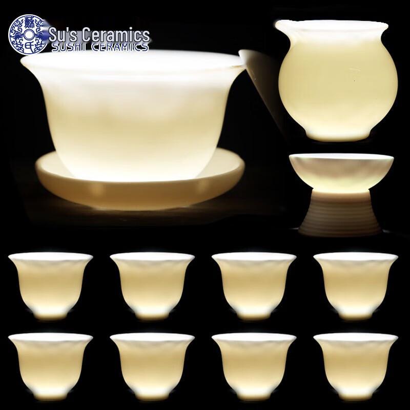 Sushiceramics Mutton-Fat Jade White Porcelain Gongfu Tea Set