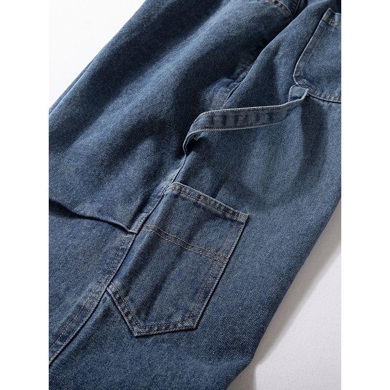 Men's Trendy Jeans, Stylish Washed Vintage American-Style Lumberjack Pants, New Spring and Autumn Straight Loose Wide-Leg Pants