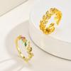 Vnox Exquisite Sweet Colorful Zirconia Open Wheat Ears Adjustable Rings for Women Trendy Colored Crystals Wedding Party Rings