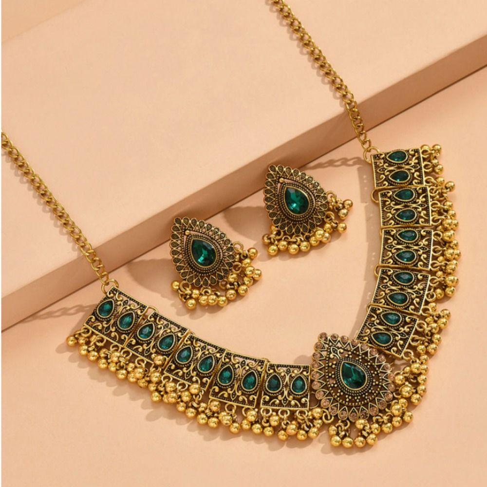 Tassel Rhinestone Jewelry Set Crystal Rhinestone Necklace Set Bridal Necklace Earrings Set  Women