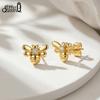 Effie Queen 925 Sterling Silver Cute Insect Bee Stud Earrings Cubic Zircon Animal Bee CZ Earring Wedding Party Jewelry APE155