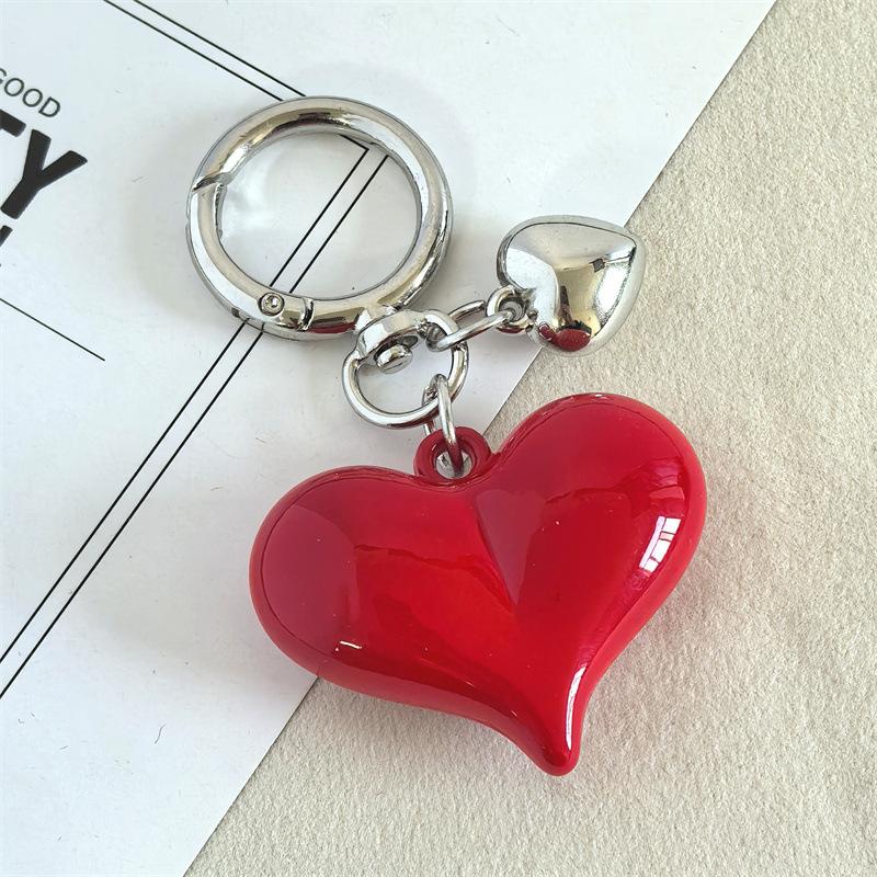Black Transparent Puffy Heart Charms Keychain Grunge Fashion Bag Backpacks Hanging Ornament Car Key Chain for Women