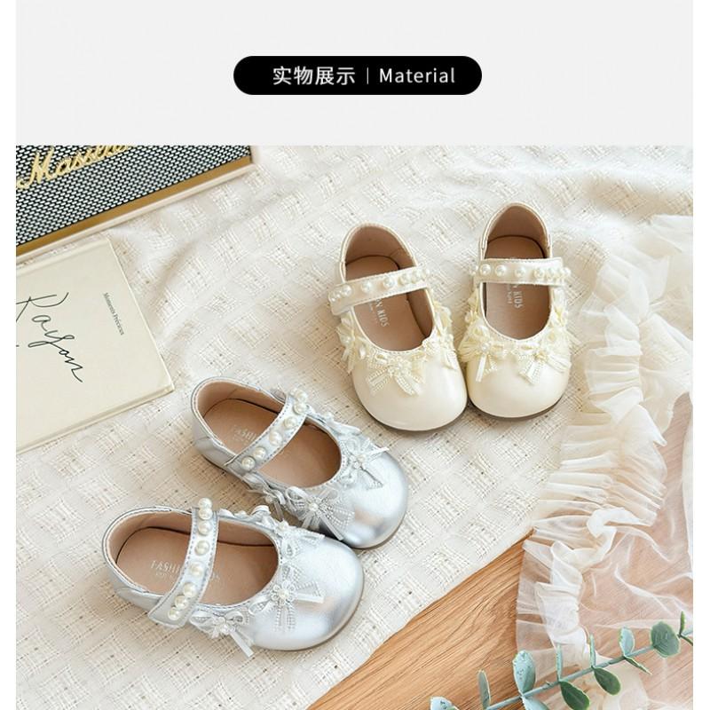 Youth style shoes Girls Princess Shoes Toddlers Soft Sole PU Leather Ballet Flats With Pearl Bow Casual Kids Footwear