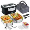 Electric Lunch Box for Adults-60W Fast HeatedLunch Box for Men&Women with Dual 1.5LStainless Steel Containers Fast Heating Porta