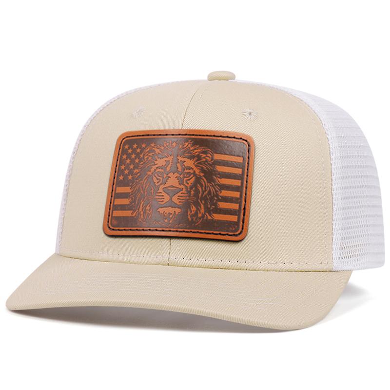 NEU Löwe Leder Mesh Kappe Mode Entenschnabel Kappe Verstellbarer Sonnenschutz Truck Cowboyhut Herren Hip Hop Baseballkappe Truck Caps