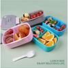 3-Compartment Bento Box With Utensils Leakproof PP Lunch Container Microwave Safe 800ml Portable Food Storage Work School