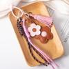 Yogodlns Exquisite Cute Faux Leather Flower Tassel Braided Rope Bag Charms Pendant For Handbag Purse Backpack Accessories
