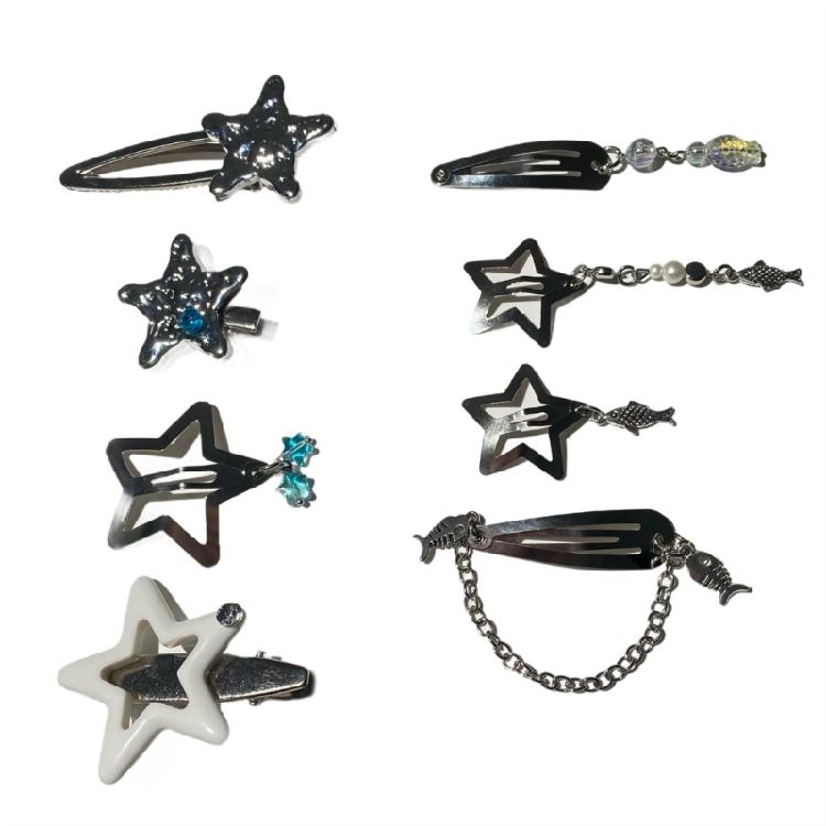 8pcs Silver Metal Star Hair Clip Comfortable And Secure Hair Accessories For Women And Girls Suitable For Weddings